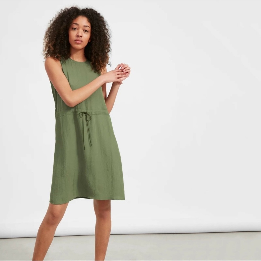 Everlane Japanese GoWeave Green Drawstring Dress 10